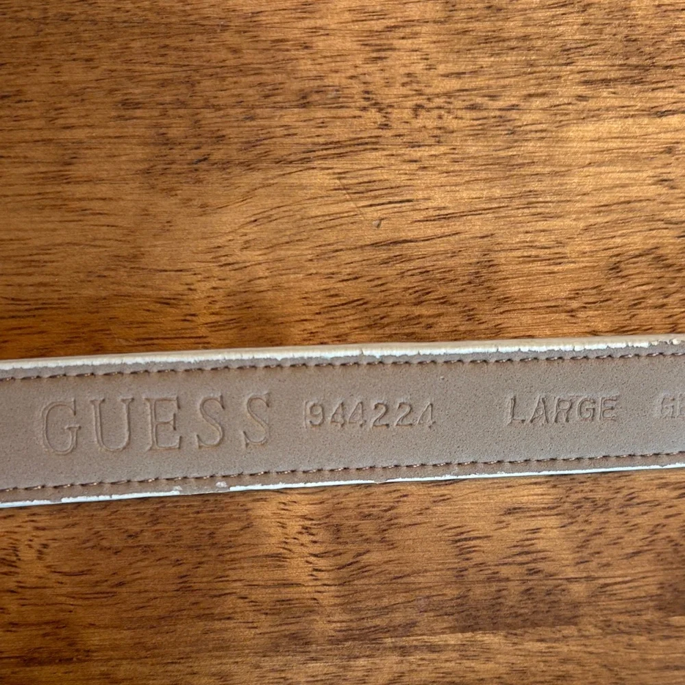 Guess White Leather Belt